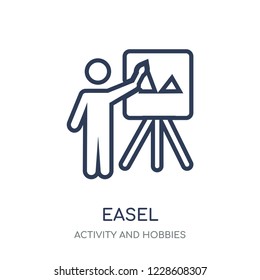 Easel icon. Easel linear symbol design from Activity and Hobbies collection. Simple outline element vector illustration on white background.