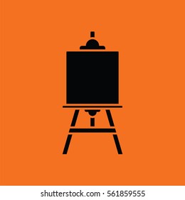 Easel icon. Orange background with black. Vector illustration.