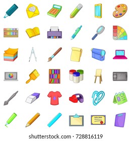 Easel icons set. Cartoon style of 36 easel vector icons for web isolated on white background