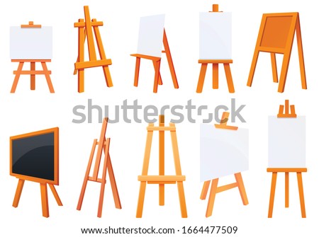 Easel icons set. Cartoon set of easel vector icons for web design