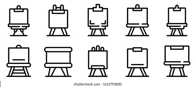 Easel icons set. Outline set of easel vector icons for web design isolated on white background