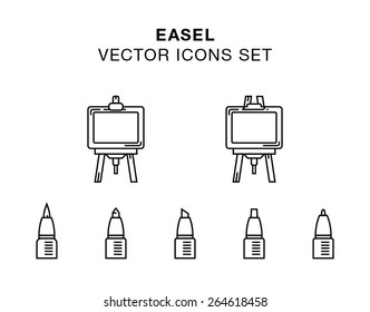 Easel icons set - vector illustrations