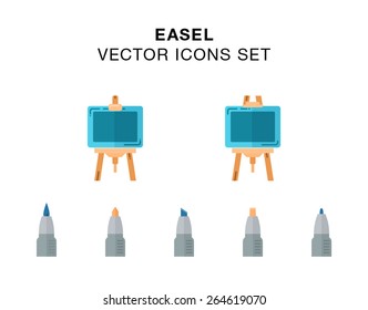 Easel icons set - vector illustrations