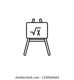 an easel and a mathematical equation icon. Element of education icon for mobile concept and web apps. Thin line an easel and a mathematical equation icon can be used for web