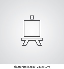 easel outline thin symbol, dark on white background, logo editable, creative template 
