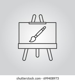 easel with paint brush icon