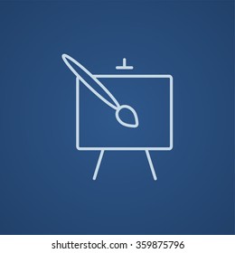Easel and paint brush line icon.