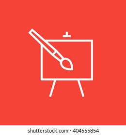 Easel and paint brush line icon.