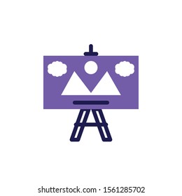 easel with paint on white background vector illustration design