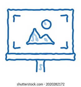 easel painted with colored paints sketch icon vector. Hand drawn blue doodle line art easel painted with colored paints sign. isolated symbol illustration
