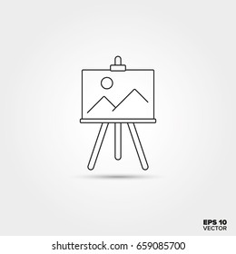 Easel with painting Line Icon Vector