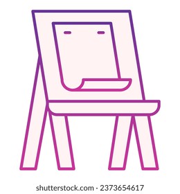 Easel con un icono plano de papel. Iconos violeta de equipamiento artístico de estilo moderno y plano. Los artistas facilitan el diseño de estilo gradiente, diseñado para web y app. Eps 10