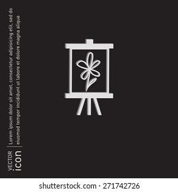 Easel with picture. Icon painting. school symbol