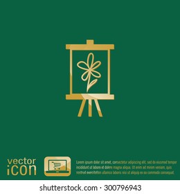 Easel with picture. Icon painting. school symbol