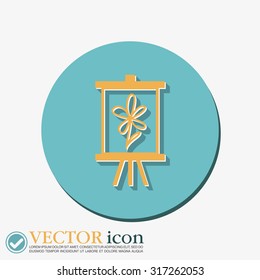 Easel with picture. Icon painting. school symbol