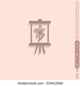 Easel with picture. Icon painting. school symbol