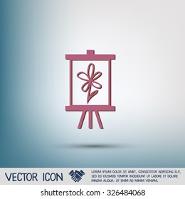 Easel with picture. Icon painting. school symbol