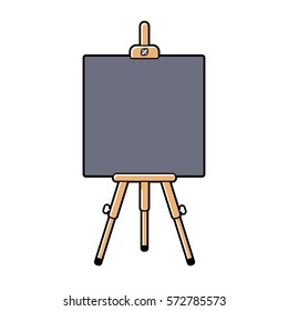 Easel or presentation stand with a blank black board isolated.