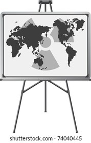 easel and radiation world. vector illustration