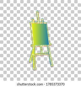 Easel sign. Blue to green gradient Icon with Four Roughen Contours on stylish transparent Background. Illustration.