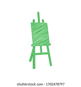 Easel sign. Green scribble Icon with solid contour on white background. Illustration.