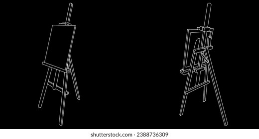 Easel sign line continuous drawing vector. One line Drawing stand vector background. Easel icon. Continuous outline of Easel. Linear Easel symbols.