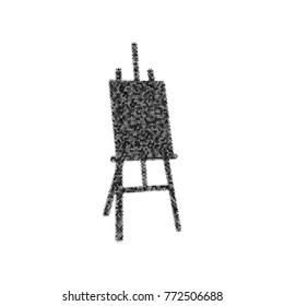 Easel sign. Vector. Black icon from many ovelapping circles with random opacity on white background. Noisy. Isolated.