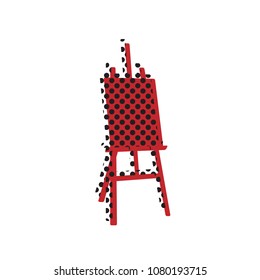Easel sign. Vector. Brown icon with shifted black circle pattern as duplicate at white background. Isolated.
