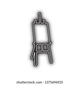 Easel sign. Vector. Double contour black icon with soft shadow at white background. Isolated.