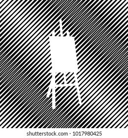 Easel sign. Vector. Icon. Hole in moire background.