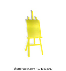 Easel Sign. Vector. Yellow Icon With Square Pattern Duplicate At White Background. Isolated.