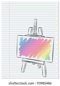 Easel sketched on notebook paper