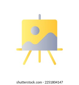 Easel stand for art class flat gradient two-color ui icon. Painting course. Art exhibition. Simple filled pictogram. GUI, UX design for mobile application. Vector isolated RGB illustration