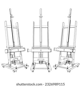 Easel Stand For Painting Vector 02. Illustration Isolated On White Background. A Vector Illustration Of Easel.