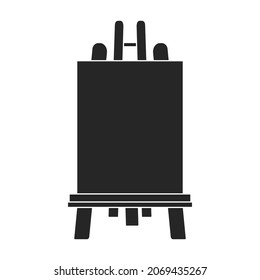Icono negro del vector del caballete. Ilustración vectorial sobre fondo blanco. Icono de ilustración negro aislado de lienzo en el soporte .