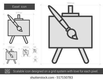 Icono de línea vector de caballete aislado en fondo blanco. Icono de línea fácil para infografía, sitio web o aplicación. Icono escalable diseñado en un sistema de cuadrícula.