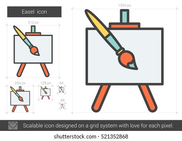 Easel vector line icon isolated on white background. Easel line icon for infographic, website or app. Scalable icon designed on a grid system.