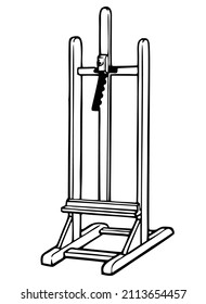 Easel. Vector vintage illustration of isolated objects. Sketch of the artist's workshop.