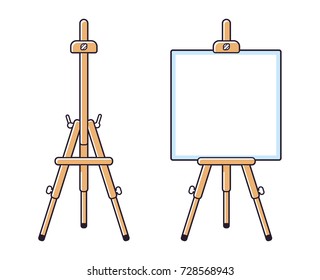 Easel with white blank board isolated