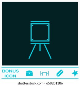 Easels icon flat. Blue pictogram on dark background. Vector illustration symbol and bonus icons