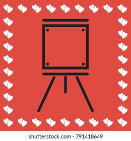 Easels icon flat  Simple black pictogram red background and white hearts for valentines day  Vector illustration symbol