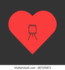 Easels icon flat. Simple pictogram on heart background. Vector illustration symbol