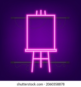Easels with Mock Up Empty Blank Square. Neon icon. Vector illustration
