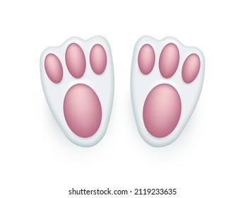 Easer Rabbit Foot Shape Isolated On White Background. Pink Bunny Footprint