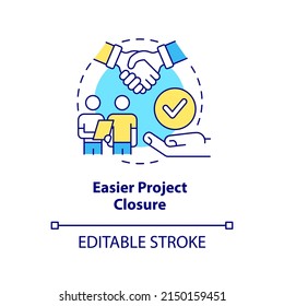 Easier project closure concept icon. Benefit of stakeholder management abstract idea thin line illustration. Isolated outline drawing. Editable stroke. Arial, Myriad Pro-Bold fonts used