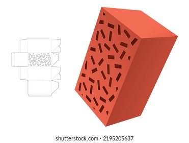 Easily box with stenciled striped pattern die cut template and 3D mockup