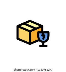 Easily Broken Package Unboxing Outline Icon Vector Illustration
