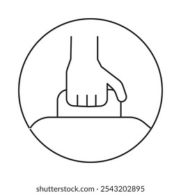 Ícone facilmente carregável - alça de mão, representando a portabilidade, a conveniência e o design leve