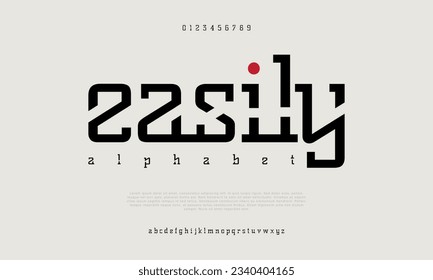 Easily creative modern urban alphabet font. Digital abstract moslem, futuristic, fashion, sport, minimal technology typography. Simple numeric vector illustration