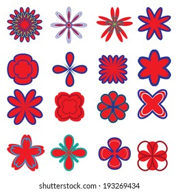 Easily customizable set of stylized flowers